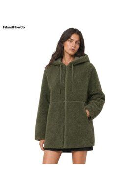 Sherpa Fleece Jacket Hooded Winter Coat Oversized Full Zip